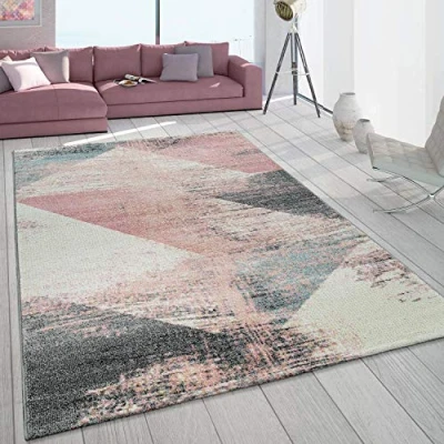 Abbildung von Paco Home Teppich &quot;Mero 102&quot;, rechteckig, Kurzflor, modernes Design, Pastell Farben, Used Optik