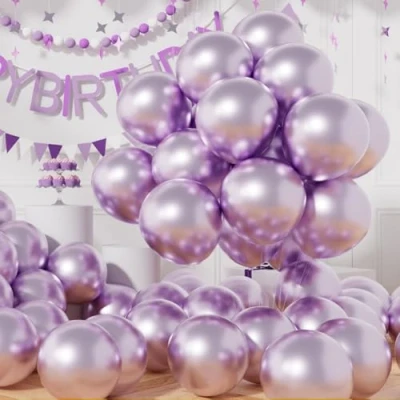 Abbildung von AULE Luftballons Lila Metallic Helium: 50 Stück 12 Zoll Luftballon Lavendel Ballons Hell Violett Latex Geburtstagsdeko für Geburtstag Party Hochzeit Babyparty Deko