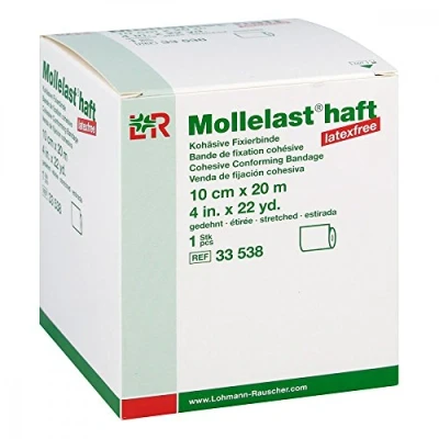 Abbildung von Mollelast haft latexfrei 10cmx20m gedehnt weiss