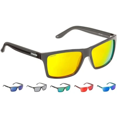 Abbildung von Cressi Unisex Erwachsener Rio Sunglasses Premium Sport Sonnenbrille Polarisierte 100% UV Schutz, Brillengestell Schwarz Gelb Linsen, Einheitsgröße