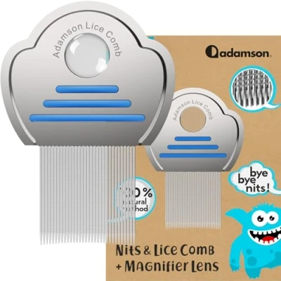 Abbildung von Adamson Läusekamm Kinder Lice Comb Edelstahl Nissenkamm Extra Fein Effektiver Langlebig und Leicht zu Reinigen Blau