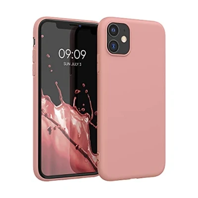 Abbildung von kwmobile Hülle kompatibel mit Apple iPhone 11 weiches TPU Silikon Case Cover geeignet für kabelloses Laden Winter Rose