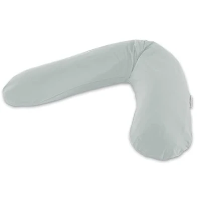 Abbildung von Theraline Das Original Schwangerschaftskissen &amp; Stillkissen 190cm Seitenschläferkissen Mikroperlen inkl Stillkissenbezug Grau Bambus Kollektion