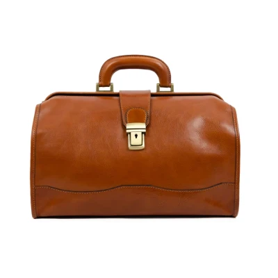 Abbildung von Time Resistance Arzttasche aus Leder Lederhandtasche im Vintage Stil Aktentasche für Damen und Herren (Cognac Braun)