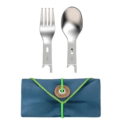 Abbildung von Opinel PICNIC PLUS 3 teiliges Set, passend Messer No. 08, eine Gabel und einen Löffel, Gesamtlänge 10.5 cm, 254635, Braun