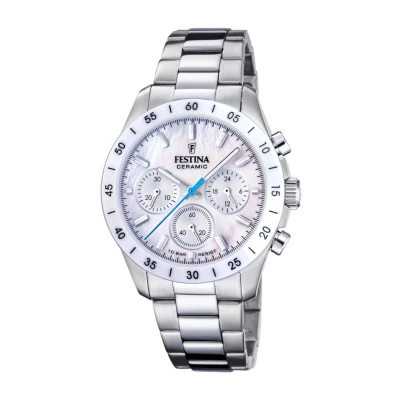 Abbildung von Festina Quarzuhr Chronograph Stahl/Perlmutt Weiß