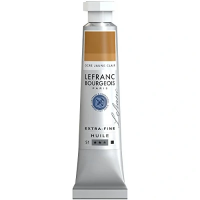 Abbildung von Lefranc Bourgeois 404997 extra feine Ölfarbe in Künstlerqualität aus hochwertigen Pigmenten, lebendige Farben, hohe Lichtechtheit, 20ml Tube Gelber Ocker Hell