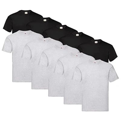 Abbildung von Fruit of the Loom Original T Shirt, Farbe:5X Schwarz + 5X Grau 1 HL Kauf Notizblock, Größe:5XL