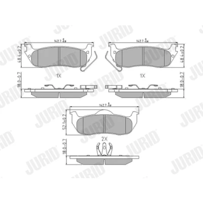 Abbildung von JURID 573319J Bremsbelagsatz mit akustischer Verschleißwarnung JEEP: GRAND CHEROKEE 4, 3, 2, INFINITI: QX56 SUV