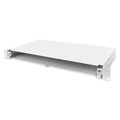 Abbildung von DIGITUS LWL Spleißbox Glasfaser Patch Panel 19 Zoll 1HE Unbestückt &amp; Ohne Blende Grau