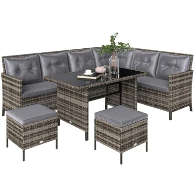 Abbildung von 18 tlg. Sitzgarnitur Sitzgruppe Gartenset Sofagarnitur Gartenmöbel Set Lounge, Polyrattan, Grau