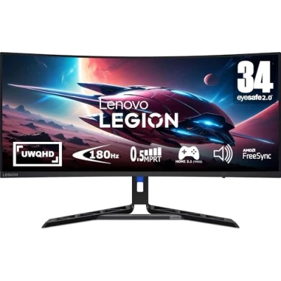 Abbildung von Lenovo Legion R34w 30 Gaming Monitor 180Hz, WQHD Ultrawide AMD FreeSync™ Premium, 0,5ms (MPRT), 1500R Curved
