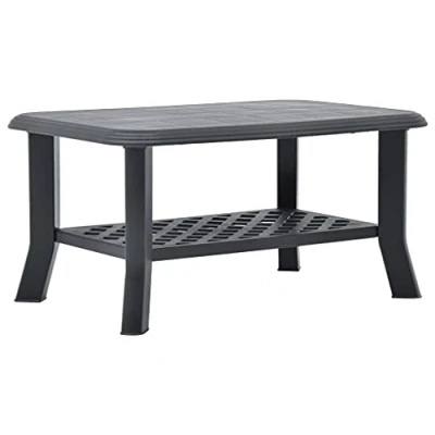 Abbildung von vidaXL Couchtisch Witterungsbeständig Beistelltisch Teetisch Gartentisch Tisch Kaffeetisch Sofatisch Outdoor Anthrazit 90x60x46cm Kunststoff