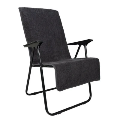 Abbildung von Laynenburg Handtuch 2er Set Frottee Schonbezug Gartenstuhl 100% Baumwolle anthrazit, (2 St), Bezug Hochlehner Stuhl mit Umschlag für Campingstuhl