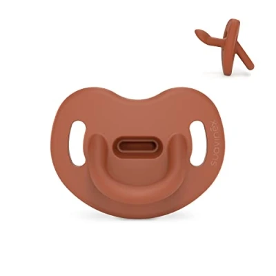 Abbildung von Suavinex, Schnuller aus Silikon, für Babys 0/6 Monate, mit anatomischem Sauger Sx Pro, super weich und flexibel, ideal zum Schlafen, Colour Essence, Ziegel