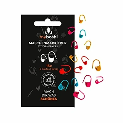 Abbildung von myboshi Maschenmarkierer, 15 Stück, 2 Größen, Kunststoff, farbig, fehlerfreies Arbeiten, wiederverschließbar Mehrfarbig 5g