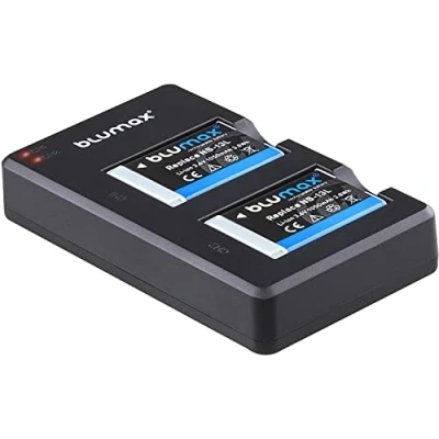 Abbildung von 2X Akku + USB Slim Dual Ladegerät für Canon NB 13L NB13L mit InfoCHIP! / 1050mAh 3,6V PowerShot SX620 SX720 SX730 SX740 G1 X Mark III G5 G7 G9 und II