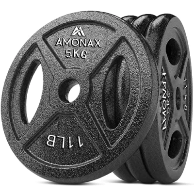 Abbildung von Amonax hantelscheiben Set, 2,5kg, 5kg, 10kg Hantel Set für 25mm Gewichte Bar, Metall Gewichtheben und Hip Thrust, gusseisen das Home Gym