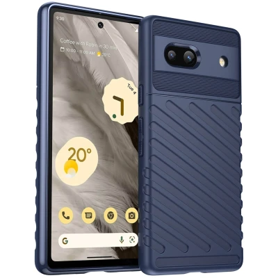 Abbildung von Google Pixel 7a Hülle Silikon iMoshion Soft Case/Backcover Handyhülle Dunkelblau Shockproof/Stoßfest