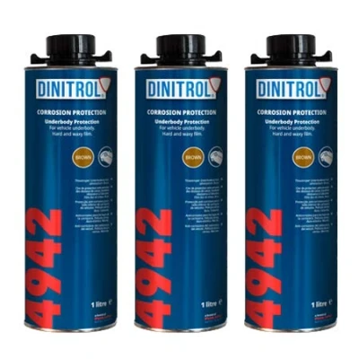 Abbildung von REJEL Dinitrol 4942 Unterbodenwachs (braun), 3 x 1 Liter Dosen (mit Schutz Schraubverschluss)