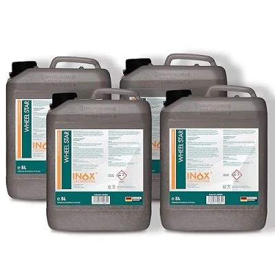 Abbildung von INOX® Felgenreiniger 4 x 5L Hocheffektiver Reiniger für lackierte Stahl , Chrom &amp; Alufelgen Entfernt schnell zuverlässig hartnäckigen Schmutz Rost Ideale Felgenpflege in Profiqualität
