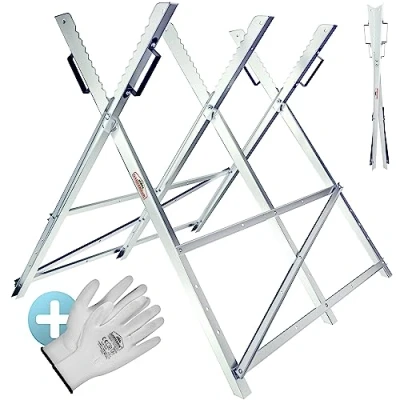Abbildung von monzana Sägebock, Metall 83x81x88cm verzinkt 150kg Sägegestell Holzsägebock Säge