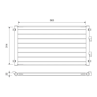 Abbildung von VALEO 822755 Klimakondensator ohne Trockner 15mm Aluminium 314mm