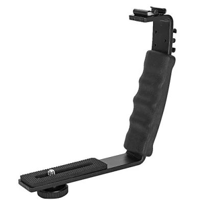 Abbildung von Entatial Blitzschiene, Blitzschuh Halterung, Kamera L Halterung Einfassung Video Grip Blitz Dual Hot Shoes Adapter für DV Mikrofon LED Licht