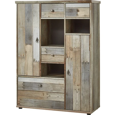 Abbildung von Innostyle Highboard &quot;BONANZA&quot;, (1 St.), 2 Holztüren, 3 Schubladen, 11 Fächer, Softclose, ABS Kantenschutz