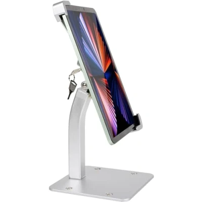 Abbildung von woleyi Desktop Tablet Halterung mit Anti Diebstahl Schloss und Schlüssel, Heavy Duty Aluminium Halter für Kiosk Commercial iPad Pro Air Mini, Galaxy Tabs, Surface, mehr 7 11&quot; Tablets