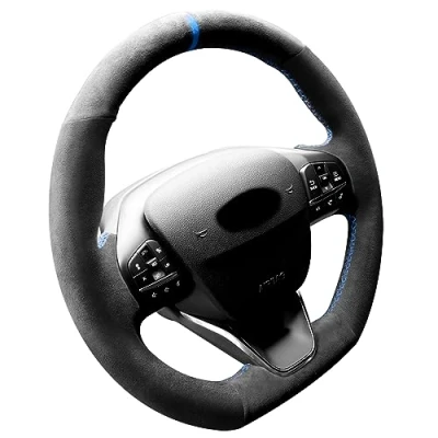 Abbildung von Gestrickte Lenkrad Handstich Alcantara Lenkradhülle Kompatibel mit Ford Focus Fiesta Kuga Puma ST Line 2017 2020