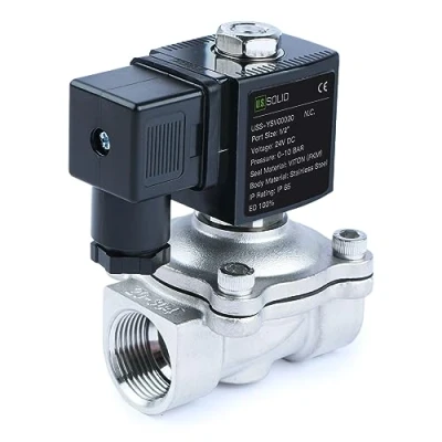 Abbildung von U.S. Solid Magnetventil Edelstahl G 1/2&quot; 24V DC stromlos geschlossen 10 bar Elektrisches Wasserventil für Wasser, Luft, Diesel, Kerosin, Benzin