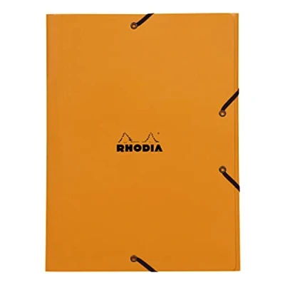 Abbildung von Rhodia 24328C Sammelmappe mit Gummizugverschluss, 3 Klappen, für DIN A4, 24x32 cm, praktisch und robust, Orange, 1 Stück