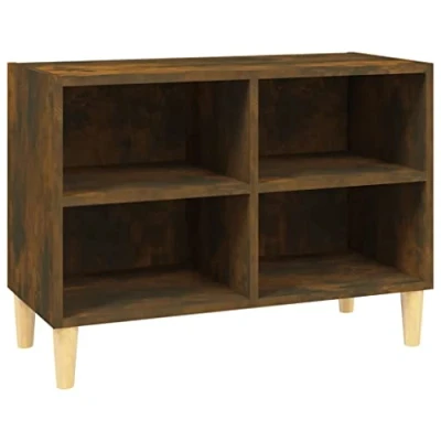 Abbildung von vidaXL TV Schrank mit Massivholz Beinen Lowboard Möbel Tisch Board Sideboard Fernsehtisch Fernsehschrank HiFi Räuchereiche 69,5x30x50cm