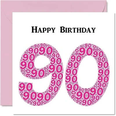 Abbildung von lustige Geburtstagskarte zum 90. Geburtstag für Frau Shapecloud Happy Birthday Karte Großvater, Oma, Vater, Mutter, 145 mm x Grußkarten,