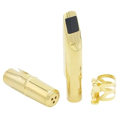 Abbildung von Sax Mouthpiece, Jazz Alto Saxophone Metal 8C Mouthpiece with Cap Patches Pads Cushions