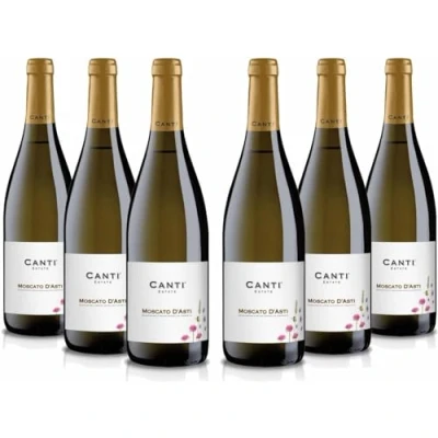 Abbildung von Canti Weißer D.O.C.G. Spritzwein, Moscato d&#039;Asti 5,5%, italienische Traubensorte aus Piemont, fruchtiger und süßer Geschmack, 6x750 ml