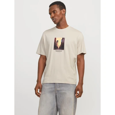 Abbildung von Jack &amp; Jones Picture SS CREW NECK SN Tshirt print, Herren, Größe: Large, Moonbeam
