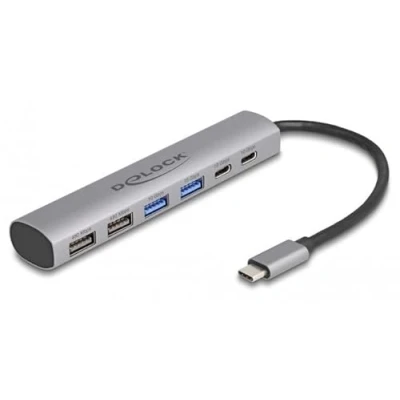 Abbildung von DeLOCK 6 USB Ports mit 4 x Typ A Buchse und 2 Type C™