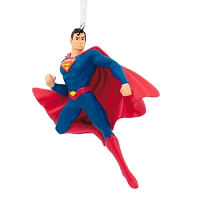 Abbildung von Hallmark DC Comics 25574049 Superman Weihnachtsdekoration, Rot und Blau, H 8,7 cm x B 7,1 L 2,7