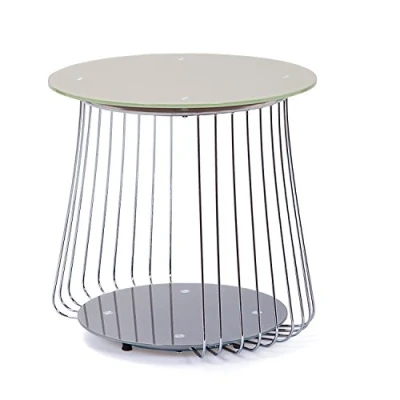 Abbildung von Inter Link Couchtisch Beistelltisch Sofatisch Wohnzimmertisch Gestell aus Metall Obere Platte Glas Pantone Grau Für Wohnzimmer, Arbeitszimmer, Schlafzimmer 50 x cm Rivoli