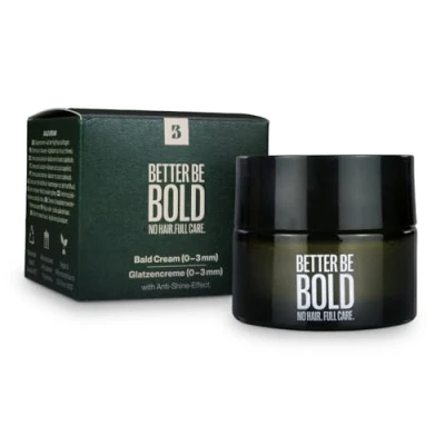Abbildung von BETTER BE BOLD Pflegende Glatzencreme (0 3mm) Natürlicher Anti Shine Effekt Gegen Hautirritationen und Rasurbrand Feuchtigkeitsspendend Premium Pflege für Glatzenträger 50ml