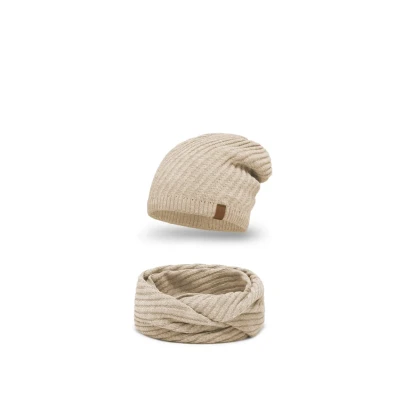 Abbildung von Vivisence 7017 Beanie AND Scarf SET Schlauchschal, Damen, Größe: One Size, Beige