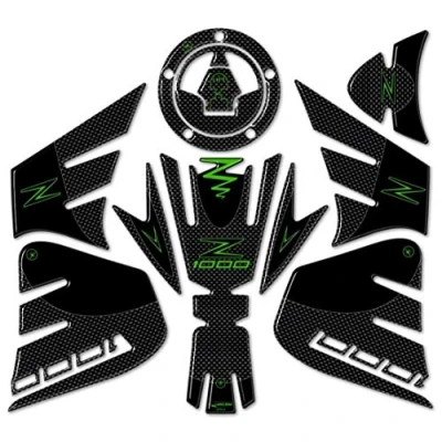 Abbildung von labelbike KIT Aufkleber Gel Schutz kompatibel mit Kawasaki Z1000 2014 2020 Farbähnlicher Carbon grüner Oberfläche
