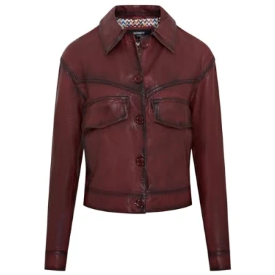 Abbildung von Infinity Leather Rot Klassische Damen Bikerjacke aus Lammleder Mit Kragen