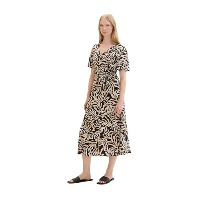 Abbildung von TOM Tailor Gemustertes Freizeitkleid, Damen, Größe: 38, Black cut palmtree design