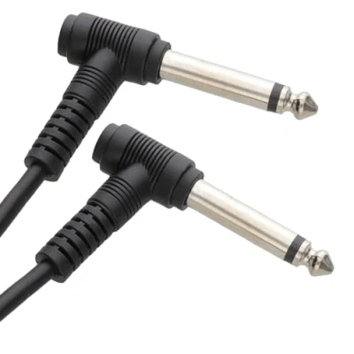 Abbildung von 6,35 mm 90 Grad Rechts Abgewinkelt Klinkenstecker Audio Mono Gitarren Kabel 1 m [1 Meter/1m]