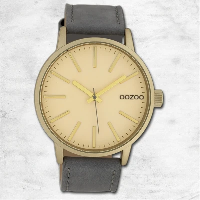 Abbildung von Oozoo Leder Damen Uhr Analog Quarzuhr Armband grau Timepieces D2UOC10013
