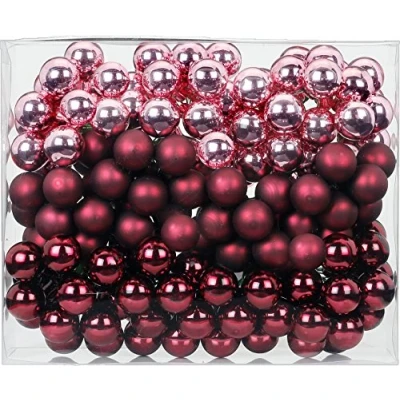 Abbildung von Magic 144 Spiegelbeeren Kugeln am Draht 2cm Weihnachtskugeln Baumkugeln Baumschmuck Weihnachtsdeko Glaskugeln Set Christbaumschmuck Berry Kiss (Beere Glanz/matt)