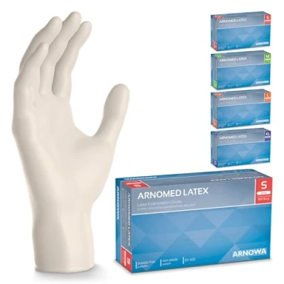 Abbildung von 500x ARNOMED Einweghandschuhe S, Latexhandschuhe Weiß (5x100 Stück), puderfrei, Handschuhe Latex Einweg, Putzhandschuhe, Handschuhe, Einmal /Einweg XS, M, L &amp; XL